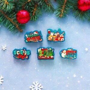 Handmade Christmas Magnets 5 pcs Glitter, Gift For Nurse, Holiday Nursing RN